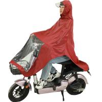 雨衣电动车自行车单人双人雨披摩托车加大防暴雨加厚骑行男女成人 5XL单人大帽檐-枣红