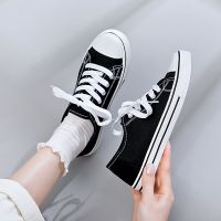 帆布鞋女夏百搭透气ins原宿风小白全码段24-41童鞋女鞋新疆 黑白色 34 217mm