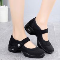 老北京布鞋女软底舞蹈中跟黑色工作鞋按摩气垫网面跳舞鞋广场舞鞋 黑色 A921黑色 35