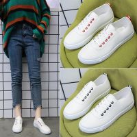 镂空网面魔术贴国潮帆布鞋女夏季透气小白鞋2021新款学生懒人板鞋 小白鞋 红黑随机 35 标准码