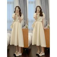 连衣裙女2021新款夏装法式泡泡袖短款衬衫收腰长款半身裙两件套装 半身裙 S