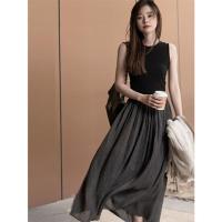 百褶裙半身裙中长款2020夏季新款超舒服面料气质百搭高腰裙子 深灰色 S 建议80-95斤