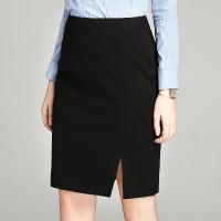 2020新职业半身裙女春秋工装裙开叉高腰正装工作裙大码包臀西装裙 黑色前开叉 S 腰围一尺九