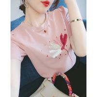 [高质棉T]重工刺绣百搭白色短袖t恤女2021夏季新款时尚气质上衣 粉色 M