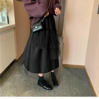 2021新款超仙韩版百搭裙子ins蛋糕裙高腰长裙半身裙春夏女中长款 黑色 S