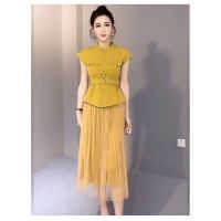 欧洲站时尚套装女2021夏季欧货洋气收腰工装衬衫网纱半身裙两件套[15天内发货] 单件网纱半身裙 [收藏店铺优先发货]