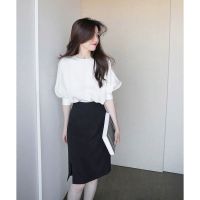 小香风炸街轻熟短袖名媛职业气质时尚小清新半身裙两件套装女春夏 单件黑色半身裙 S