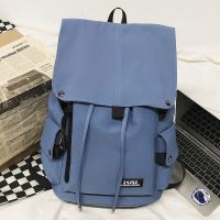 双肩包男日系ins时尚潮牌大容量休闲旅行背包校园百搭书包大学生 尼龙布款蓝色