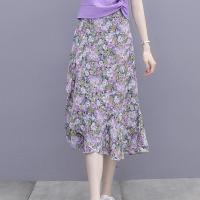 单/套装紫色碎花连衣裙女夏2021新款气质两件套装小雏菊半身裙 花裙 单件 2XL 建议130-140斤
