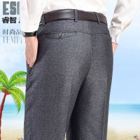 富贵鸟新款春秋厚款中老年男裤直筒爸爸装老人加绒男士休闲裤 秋季厚款[单件装]中灰色 29码[二尺二寸腰围]