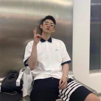 polo领白色短袖连衣裙女2021夏新款学院风气质宽松休闲百搭情侣装 短袖上衣 M