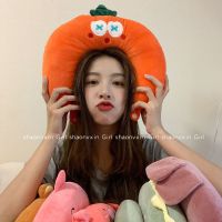 韩国ins风可爱卡通连帽U型枕学生办公室午睡护颈枕头避光帽子一体 橘红色萝卜U型枕