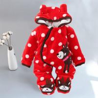 初生婴儿连体衣秋冬季新生儿宝宝外出抱衣服保暖加厚套装幼儿冬装 猩红色 大红偏襟鹿 59