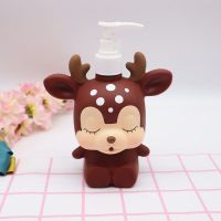 洗发沐浴露空瓶子可爱卡通心花鹿按压式大容量化妆品分装瓶旅行 棕色心花鹿分装瓶300ml