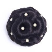 远方情新款镶钻九朵花苞夹假发女古风丸子盘发抓夹时尚新娘T252 自然黑 假发发圈款