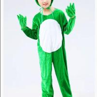 儿童青蛙演出服长短款袖纱裙卡通蝌蚪找妈妈小跳蛙舞蹈六一表演服 翠绿色 帽子长款 100