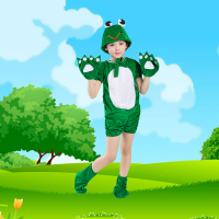 快乐的小青蛙舞蹈服装六一儿童小青蛙表演服幼儿园小动物演出服 青蛙短袖 100