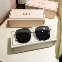 方框大脸显瘦墨镜2020新款潮男女韩版街拍ins圆脸茶色太阳镜开车 金框黑片