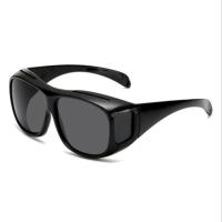 大框防风墨镜2021骑行防护开车眼镜全包围男女护目太阳镜可套近视 [黑框灰片]太阳镜+镜袋