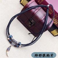 黑狼牙项链男潮人个性土酷学生嘻哈复古藏獒百搭锁骨链装饰品挂件 狼牙吊坠。可调节放长