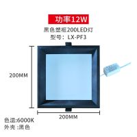 集成吊顶扣板灯嵌入式蜂窝板格栅灯筒灯射灯大板LED200X200吸顶灯 黑色12W塑框200LED灯