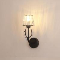 北欧轻奢壁灯卧室床头现代简约客厅走廊过道背景墙个性水晶鹿角灯 A款-黑色-暖光