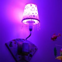 遥控led小夜灯婴儿喂奶睡眠小台灯卧室床头插座式插电起夜小台灯 淡紫光(手动开关/三插)+吊坠