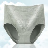 无缝高腰蜂巢暖宫内裤女塑身美体收腹提臀棉裆舒适透气少女三角裤 绿色 均码(80-135)