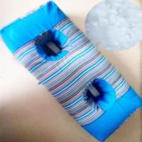 睡觉防压耳朵枕头护耳老人专用老年护颈椎助睡眠中间有洞的荞麦枕 天蓝珍珠棉