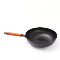 章丘铁锅炒菜锅无涂层老式手工炒锅不粘锅具电磁炉煤气通用平底锅 32CM手工经济款铁锅(无盖)