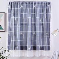 窗帘免打孔自粘窗帘遮阳布魔术贴窗帘遮光布卧室简易窗帘布出租屋 简约-带纱加魔术贴 1.0米宽1.0米高