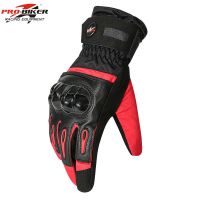摩托车防水手套越野机车骑士装备冬季加厚防摔骑行防风防寒可触屏 红色/防水保暖（冬季常规款） M