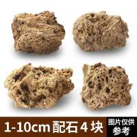 吸水石原石上水石毛石毛料奇石假山盆景鱼缸微景观手工DIY造景石 1--10厘米4块配石