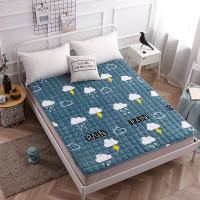 法兰绒床垫单人学生宿舍榻榻米双人加厚保暖地铺睡垫防滑水洗软垫 白云朵朵 0.9*1.9m(宿舍床)
