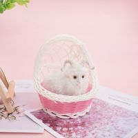 迷你吊篮提篮仿真会叫小猫动物模型公仔玩偶儿童过家家玩具摆件 吊篮小绵羊 不叫