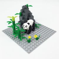 猪圈鸡窝牛棚马棚MOC小颗粒拼装积木包农场场景系列熊猫狗熊兔子 萌萌熊猫