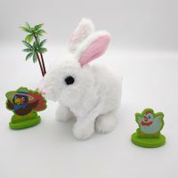 小兔子毛绒玩具儿童仿真电动可爱玩偶小白兔会动宠物公仔女孩礼物 白色(兔子+螺丝刀+胡萝卜+电池) 电池款