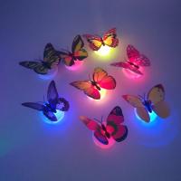 七彩立体发光蝴蝶小夜灯仿真墙贴灯家居装饰卧室儿童房间小夜灯 [单层蝴蝶]2只装夜光蝴蝶小夜灯