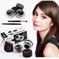 双色染眉膏眼线膏液胶笔防水防汗不晕染持久不脱色眉粉学生初学者 一盒两个[黑色+棕色]