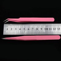 粉色镊子不锈钢防静电工具夹 燕窝挑毛夹黑头粉刺种睫毛嫁接夹子 粉色 直头 2支
