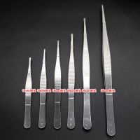 加厚加长镊子大号不锈钢铁镊子圆头辅料直嘴弯头夹子水草镊子 201普通不锈钢 14厘米直头