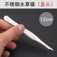 不锈钢圆头防滑大镊子水草水族水箱镊子昆虫夹子超长镊子夹子 直头水草镊(12cm) 12cm