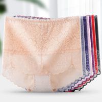 高腰性感蕾丝内裤女无痕提臀束腰收腹内裤女大码抗菌棉裆三角裤女 (9)随机或自选颜色[2件装] M (75-105斤)