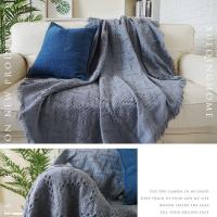 简约沙发巾全盖 防滑双人座沙发毯套毯子 欧式田园布艺沙发罩加厚 [纯色]灰-T格 90*90cm