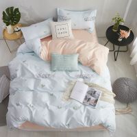 简约春夏新品亲肤棉四件套薄款裸睡三件套学生宿舍床单被套单双人 绿芽 1.0床三件套被套150*200cm