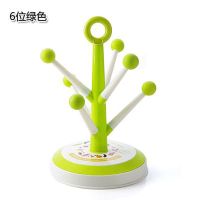 简约创意树形沥水杯架 玻璃杯子挂架茶杯架 厨房置物架水杯收纳架 6位绿色