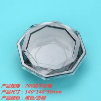 一次性水果切盒保鲜沙拉碗分格存放可摆地摊冰箱收纳神器野餐出行 八角碗(200克)带果叉 黑底10套