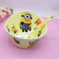 特价卡通儿童碗密胺仿陶瓷防摔家用汤碗塑料碗创意宝宝可爱吃饭碗 大号新款小黄人碗+勺