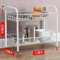 小推车置物架厨房收纳架多层落地杂物间层架蔬菜架子菜篮子整理架 二层 [稳固款]白色