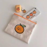日韩简约小熊化妆包ins可爱卡通刺绣零钱包少女心便捷小巧收纳包 橘子化妆包